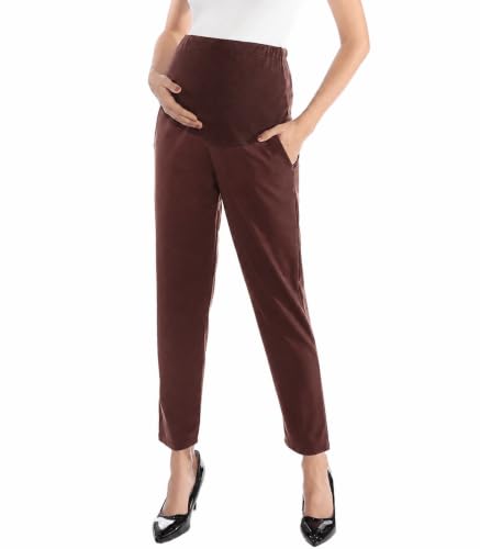 Image of Maternity Pants Work Over The Belly with Pockets, Womens Pregnancy Dress Pants Office Clothes Trousers Stretch Summer