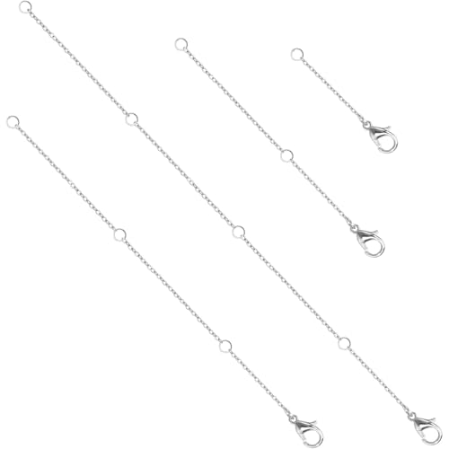 4pcs Necklace Extender Silver 2/4/6/8 Inches Chain Extenders Necklace Clasp Extender silver necklace extender chain extender for necklace for Women Men Necklaces Bracelets Jewelry Making Bracelet