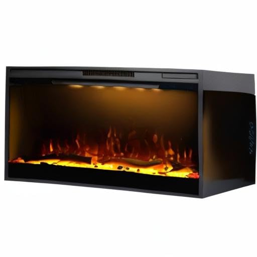 Image of 36 inch Electric Fireplace, Recessed /in-Wall or Wall Mounted, 80-90 inch Linear, Ultra-Narrow Frame, WiFi App + Alexa, 6 Flame & 13 Ember Colors, Log & Crystal Media, 1500W Heater