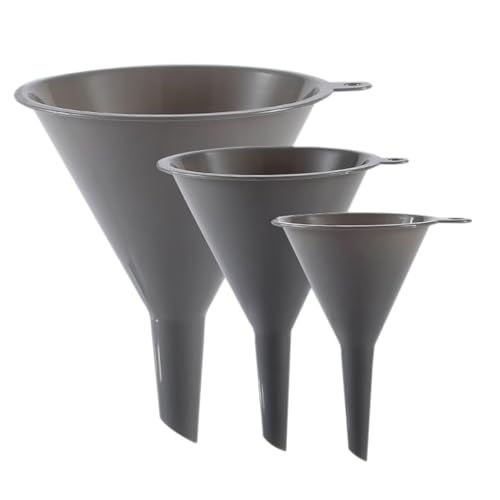 Plastic Kitchen Funnel Set of 3 Round Kitchen Funnels for Filling Bottles Durable and Multifunctional Funnels for Filling Canning Cooking Lab or Car Oil (Gray)