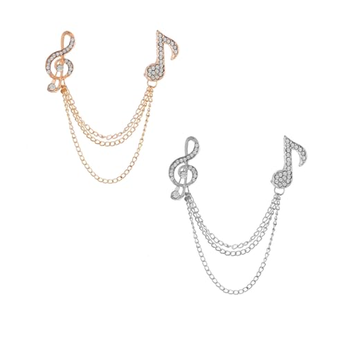 Image of 2PCS Music Note Brooch Pin for Women Dainty Elegant Rhinestone Pearl Note Treble Clef Brooch Musician Party Dance Banquet Clothes Accessorie Jewelry