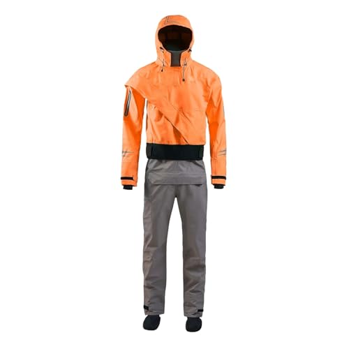 Dry Suits Men's Latex Cuff And Splash Collar, Flatwater Ocean River Paddling Canoeing Stand(Orange,XXXL)