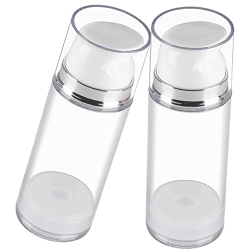 CLISPEED 2PCS 5oz Large Airless Pump Bottles - Travel Size Vacuum Dispenser for Lotions - Creams and Cosmetics Wide Mouth Design for Easy Filling and Dispensing