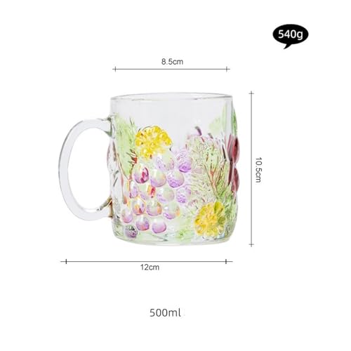 Vaso soplado a relieve artesanal con motivos de uvas y acabado de alta cristalería 3