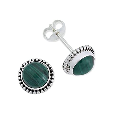 Ohrstecker 925 Silber Malachit grüner gestreifter Stein Edelstein Ohrringe echt Silber Damen Sterling Silber Stecker Geschenk Cover