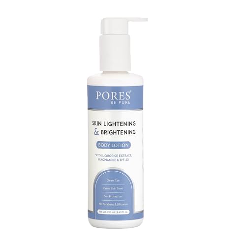 Image of PORES Be Pure Skin Lightening & Brightening Body Lotion with Liquorice Extract, Niacinamide & SPF 20 | Tan Removal, Even Skin Tone & Sun Protection | No Parabens & Silicones - 250ml