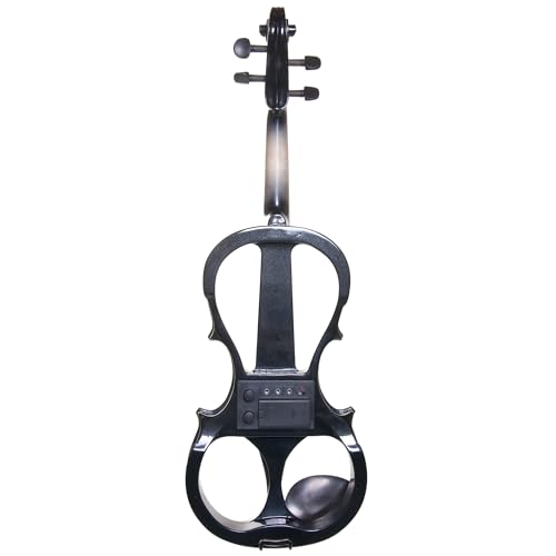 Image of Cecilio 4 /4 CEVN-1BK Solid Wood Electric /Silent Violin with Ebony Fittings in Style 1 - Full Size - Black Metallic