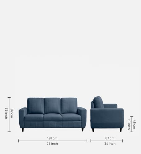 Image of Sleepyhead Bae Designed by Duroflex - 5 Seater Sofa, 3+1+1 Sofa Set |Premium Fabric Living Room Sofa Set with Modern Space-Saving Design |Comfort Seating & Easy-Clean |3 Year Warranty - Ocean Blue