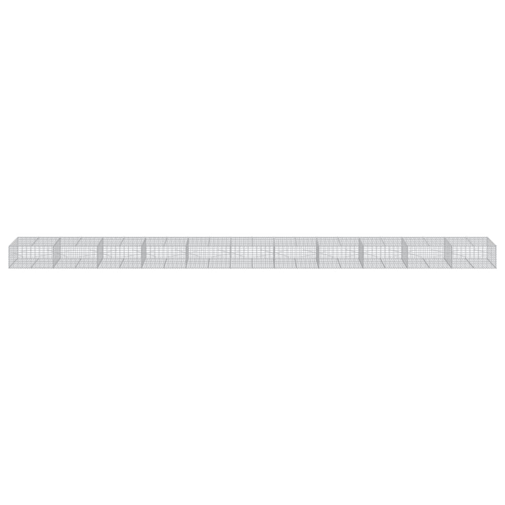 Gavión con tapa, 1100 x 100 x 50 cm, alambre de hierro galvanizado | Cesta de piedra resistente para jardín y exterior, ideal como protección visual o pared decorativa de terraplén.