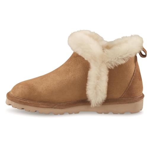 Guide Gear Double-Face Shearling Women's Boot Slippers, Leather, Fur-Lined, Warm, Lounge Booties, Bedroom House Shoes, Indoor and Outdoor4
