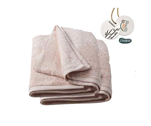 ChakraTurkish Large Bath Towels 33"x60" Bamboo Cotton Blend Luxury Set of 2 Bath Sheets, White, Ultra Soft, Shrink Resistant Oversized Hotel-Spa Bath Linens (Pink)