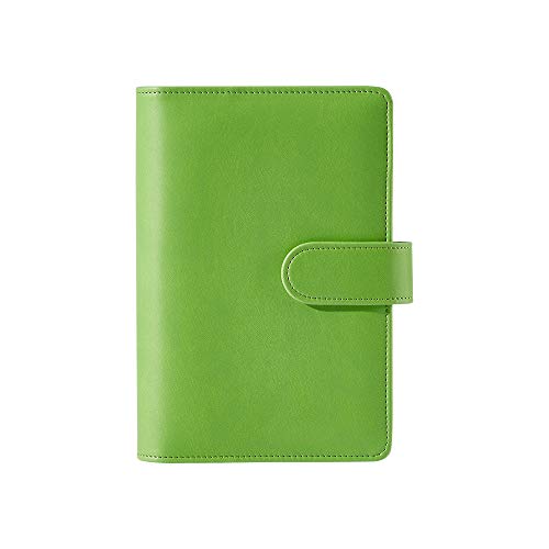 Sooez A6 PU Leather Notebook Binder Refillable 6 Ring Binder for A6 Filler Paper, Small Budget Binder Pocket Binder Personal Planner Binder Cover with Magnetic Buckle Closure, Green