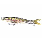 OAJABBGE Señuelo de pesca multisecciones, anzuelos de pesca de agua salada 3D Minnow Señuelos de pesca Swimbait Wobbler Equipo de pesca Tackle Tool