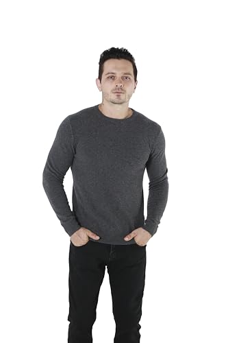Men's 100% Cashmere Knited Long Sleeve Pullover with Crew Neck