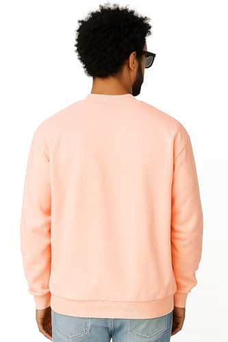Image of Classic Cotton Fleece Sweatshirt, Casual Round Neck, Long Sleeve, Solid Pattern, for Men