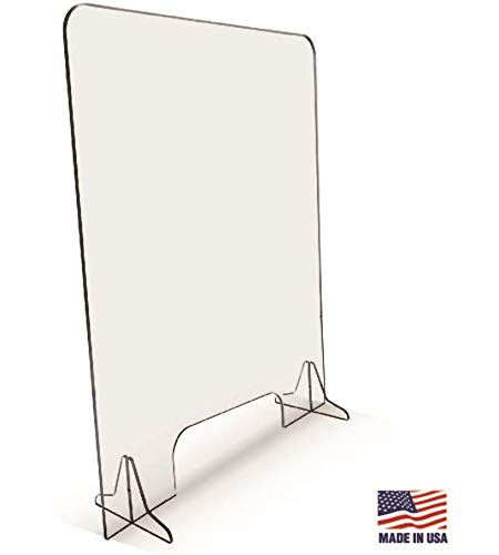 Protective Sneeze Guard – 30”W By 36”H - Clear Acrylic Plexiglass Shield For Counter, Reception Desk, Next-Day Shipping, ¼” Thick, 4"X15" Pass Thru Opening #TOP1