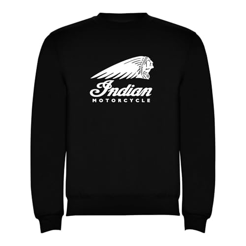 Genérico Sudadera Clásica Indian Logo Negra para Hombre Clásico - Tallas S a XXL (FR/ES, Letras, XL, Regular, Regular, Negro)