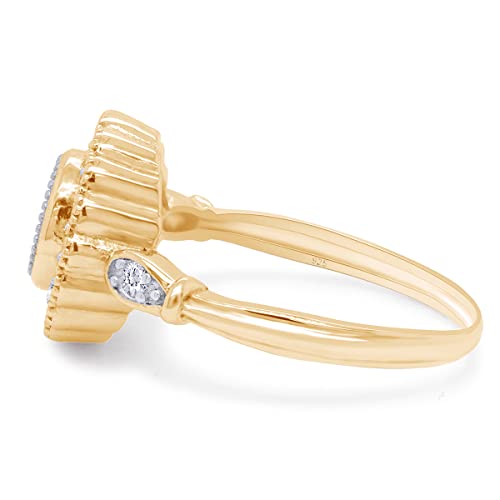 SAVEARTH DIAMONDS Round Shape Sparkling White Cubic Zirconia Milgrain Bezel Set Halo Engagement Promise Ring In 14k GOLD Over Sterling Silver Jewelry For Women Gifts For Her4