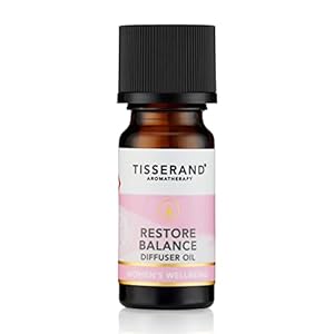 Tisserand Aromatherapy Restore Balance Diffuser Oil Perimenopause, Menopause and Menstruation Support for Women Rose, Clary Sage and Geranium 100 Percent Natural Essential Oils – 9ml