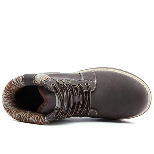 Anjoufemme Winter Snow Hiking Boots For Women - Womens Casual Work Boots Waterproof Lightweight Hiking Shoes For Trekking Camping Walking Fnw18-Brown-8 #TOP3