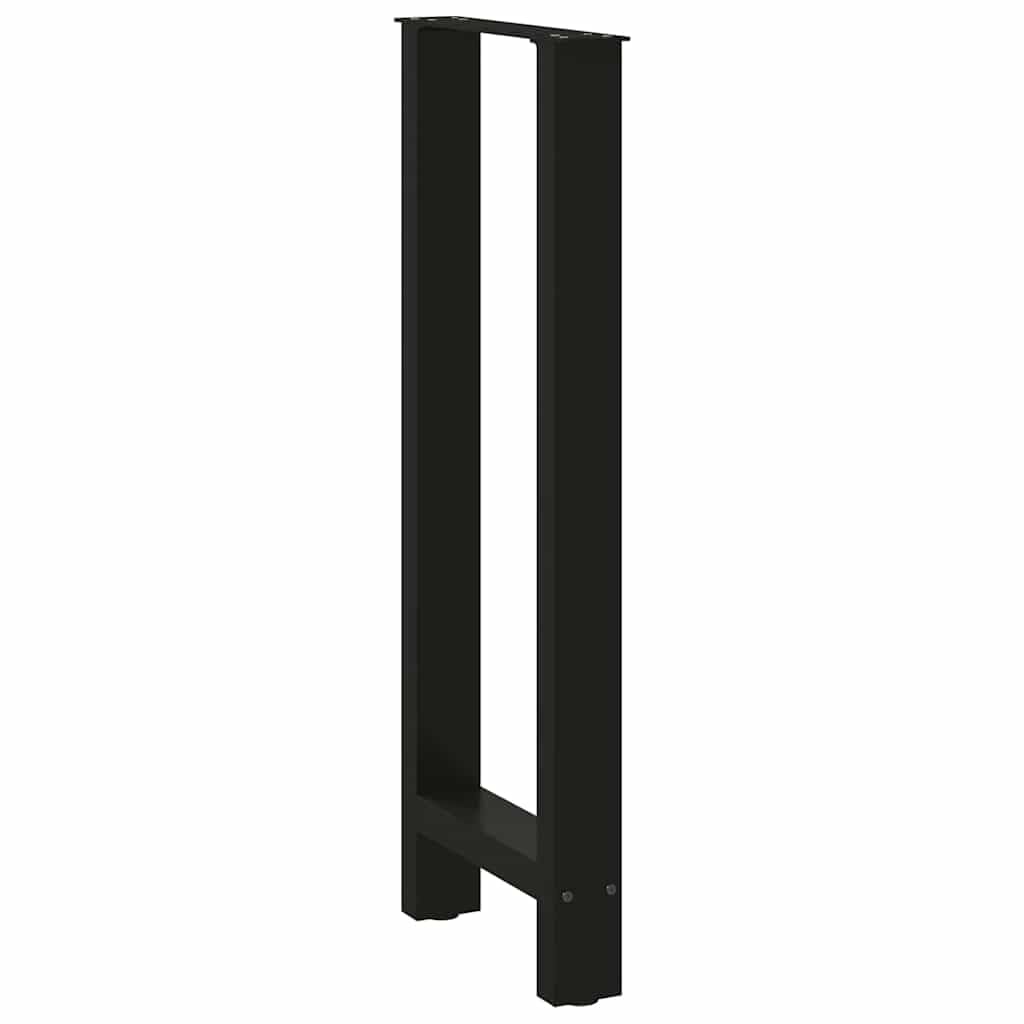 2 nogi do stołu barowego, czarne, 50 x (100-101) cm, stal malowana proszkowo, kwadratowe, regulowane nóżki poziomujące, stabilne nogi stołu do indywidualnej aranżacji stołu