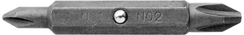 Megapro PD1-2-C S2 Steel Hex Shank Double-Ended Phillip Bit, #1 x #2 Point Size, 1/4 Inch Hex Shank, 2 Inch Length