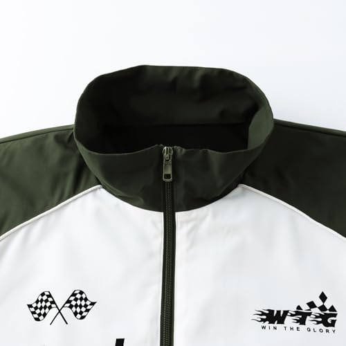 Men's Colorblock Letter Print Zip Up Jacket, Regular Fit Casual Pocket Funnel Neck Windproof Outerwear3