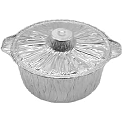 Ollas Con Tapa De Aluminio JiAggo Ollas de Aluminio Desechables con Tapas,Ollas de Cocina Desechables de sartén de Papel Redondo de Aluminio,Ollas Desechables para cocinar Hornear Acampar (2200ML,10Pcs)