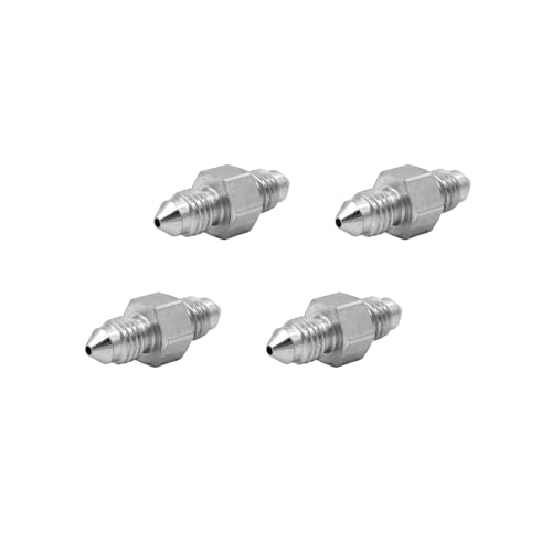Image of (4-PACK) 2403-02-02 Hydraulic Hose Adapter Fitting 1 /8 inch Male JIC 37 Flare (5 /16 inch-24UNF) x 1 /8 inch Male JIC 37 Flare (5 /16 inch-24UNF) SAE Straight Pipe Joints Tube Connector Carbon Steel