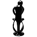 Global Crafts Hand Carved Soapstone 10-inch Tall Family Sculpture in Black, 1 Parent 2 Children