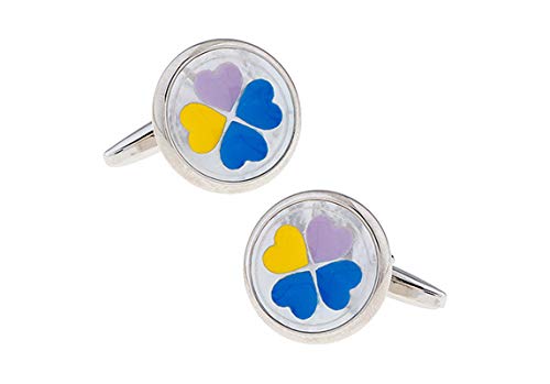 AYDOME Gemelos España Hombregemelos de Hombre Gemelos de Redondo Trébol de Cuatro Hojas Gemelos para Camisa Azul