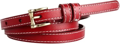 Belts for women, Waist Belt Women's Waist Belts Pure Cowhide Belts Alloy Buckle Dress Thin Belt Adjustable Fashion Simple Belt(Red,110 cm)