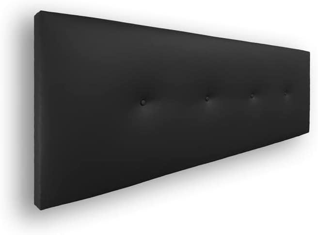 Silcar Home - Cabecero de Cama Tapizado en Polipiel con Hilera de Botones, Modelo Silvi (Negro, 135 cm) - Cabezal Acolchado...