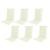 FYBOOR Gartenstuhlauflagen Hochlehner, Sitzauflagen Gartenmöbel, Kissen Sitzkissen Stuhlkissen Outdoor Polsterauflagen UV-Beständig Eckbänder & Einstellband 120X50cm,Cream,Set of 6