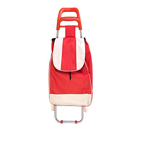 VIRSUS Palucart Carrello portaspesa, Trolley per la Spesa in Acciaio e Tessuto con Ruote richiudibile Varie colorazioni (Rosso)