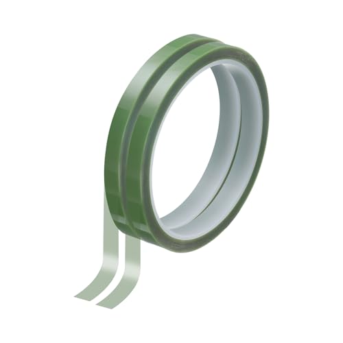 Image of HARFINGTON 2 Rolls High Temperature Masking Tape 1 /4 inch x108ft(6mmx33m) 0.05mm Thick PET Film Silicone Adhesive Heat Resistant Tapes for Heat Press Anodizing Circuit Board, Grass Green