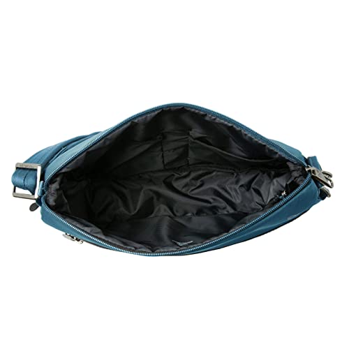Travelon Bolsa tiracolo média ativa antifurto, Antifurto ativo médio a tiracolo, Azul-petróleo, 12.2