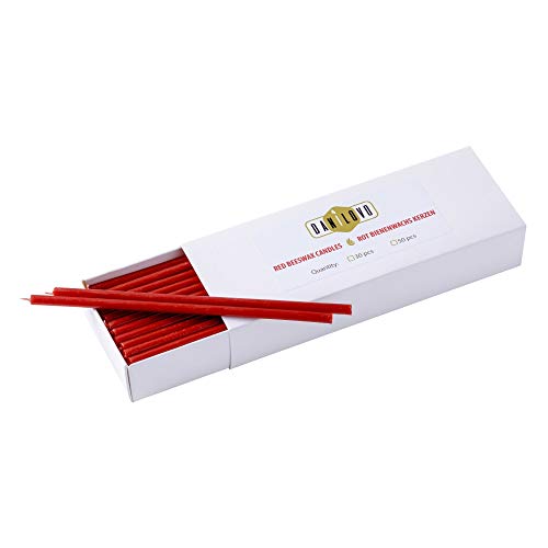 Danilovo Velas de cera de abeja (rojo) – Velas ortodoxas para oración rituales de decoración de mesa – no tóxicas, hollín – antigoteo, largas, productos sostenibles (30, altura 16 cm)