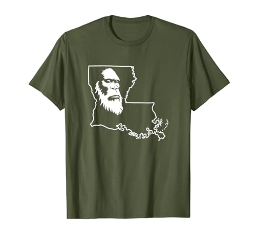 Louisiana State Pride Bigfoot Sasquatch Face Believer T-Shirt