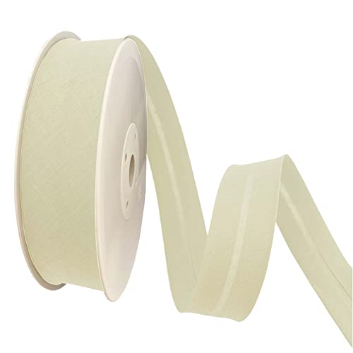 TEXTEX = 30mm Wide Bias Binding Tape. 50% Cotton and 50% Polyester. 10m Piece - (Light Yellow)