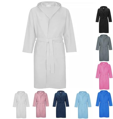 GX GARGIX Accappatoio UNISEX microfibra uomo e donna con cappuccio tasche salvaspazio calibrato (IT, Testo, XL, Regular, Regular, XL, MFY-6/GrigioChiaro)