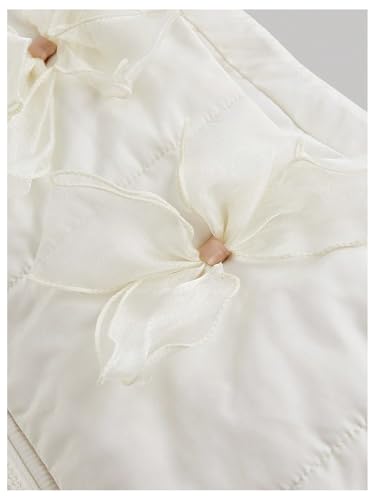 MakeMeChic Women's Bow Front Padded Vest Mock Neck Sleeveless Quilted Puffer Jacket Outerwear4