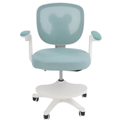 Silla de escritorio para niños a partir de 6 años, ajustable en altura, ergonómica, con reposabrazos, respaldo y ruedas, para niños y niñas (verde)