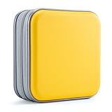 UENTIP CD-Hülle mit 48 Kapazitäten, tragbare DVD-Hülle aus Hartplastik, CD-Organizer, Brieftasche, schützende DVD-Aufbewahrung (gelb, 48)