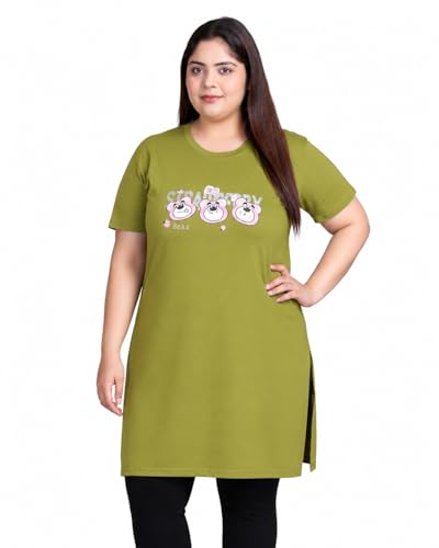 Image of In Love Women's Printed Cotton Plus Size Longline T-Shirt with Pockets | Cotton fabric - soft longline T-shirt with easy plus-size fit