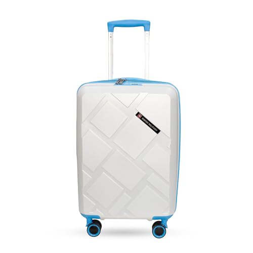 Image of SWISS MILITARY Star Luggage Bag, Textured Hard-Sided Trolley Bag, Cabin Luggage, Overnighter Trolley Bags|Durable ABS Body, Ergonomic 360 Rotatable Wheels, TSA Lock, 20 inches, White