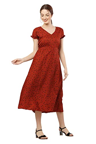 Image of Women's Frock Suit Synthetic Crepe Fabric Light Weight Polka Dot One Piece Stylist Dress