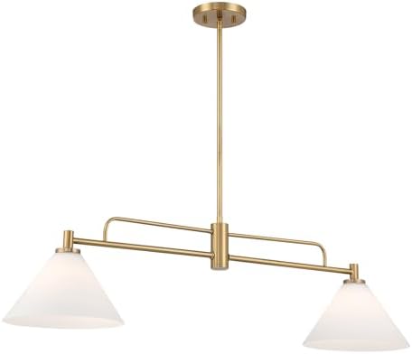 Savoy House M100136NB Meridian Transitional White Opal Glass Chandelier, 2-Light 120 Total Watts, 10" H x 10" W, Natural Brass