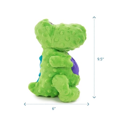 Image of FurHaven Orthopedic Dog Bed & goDog Toy - Squeaky Plush Dino with Chew Guard Technology for Large Dogs - Two-Tone Plush Faux Fur & Suede L Shaped Chaise - Espresso, Jumbo /XL