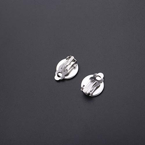 Exceart 50Pcs Earring Cabochon Settings Clip-On Earring Blanks For Jewelry Making And Diy Crafts Silver 12Mm #TOP5